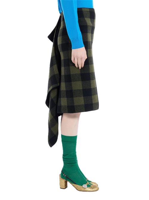 Gonna midi in tessuto tartan N°21 | C0523126Q591 QUADRO FONDO VERDE